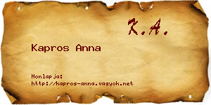 Kapros Anna névjegykártya