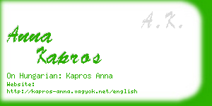 anna kapros business card